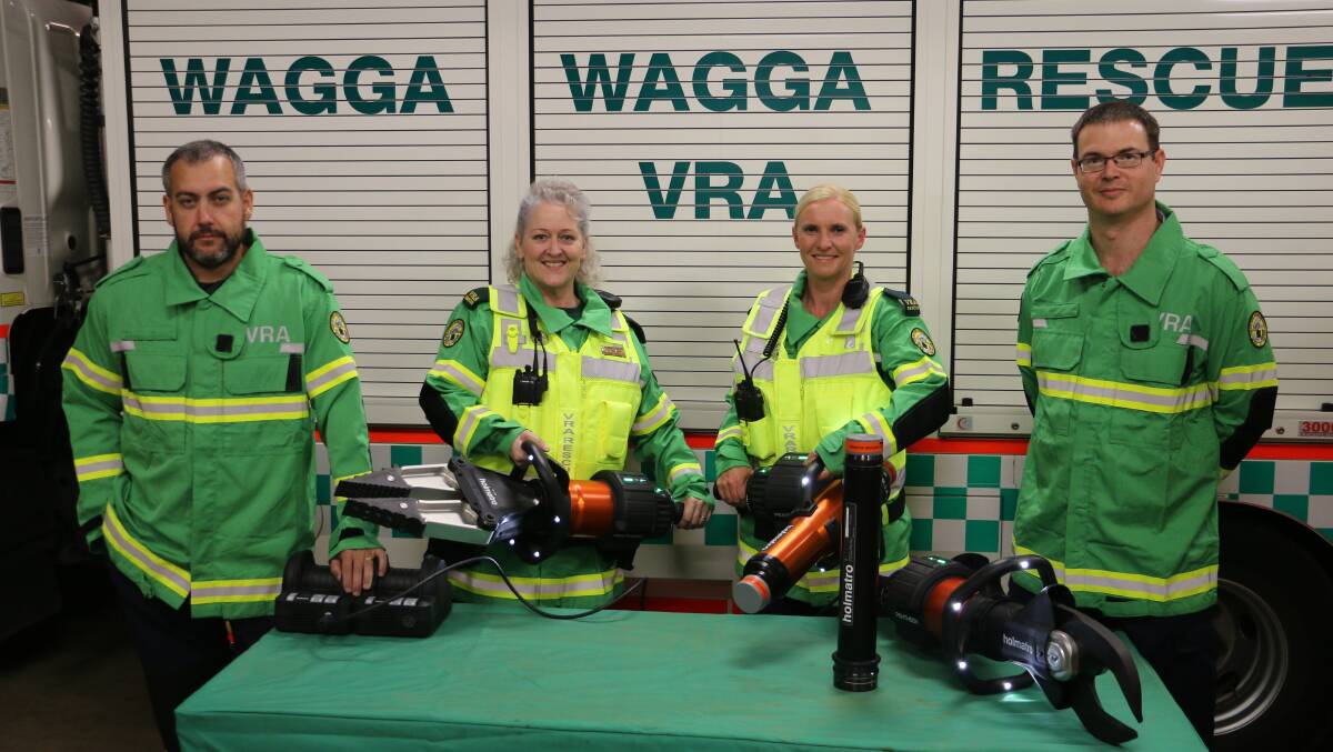 BRAND NEW: Wagga VRA members Nick Nitis, Helen Bodel, Melissa Baillie and Lennard Wilson show off their new green uniforms after receiving powerful new equipment. Picture: Jessica McLaughlin