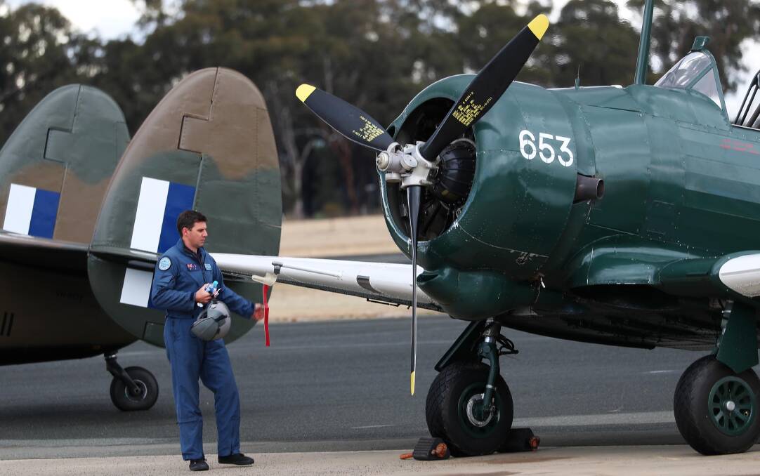 Andy Bishop with a Wirraway at the Temora Aviation Museum.