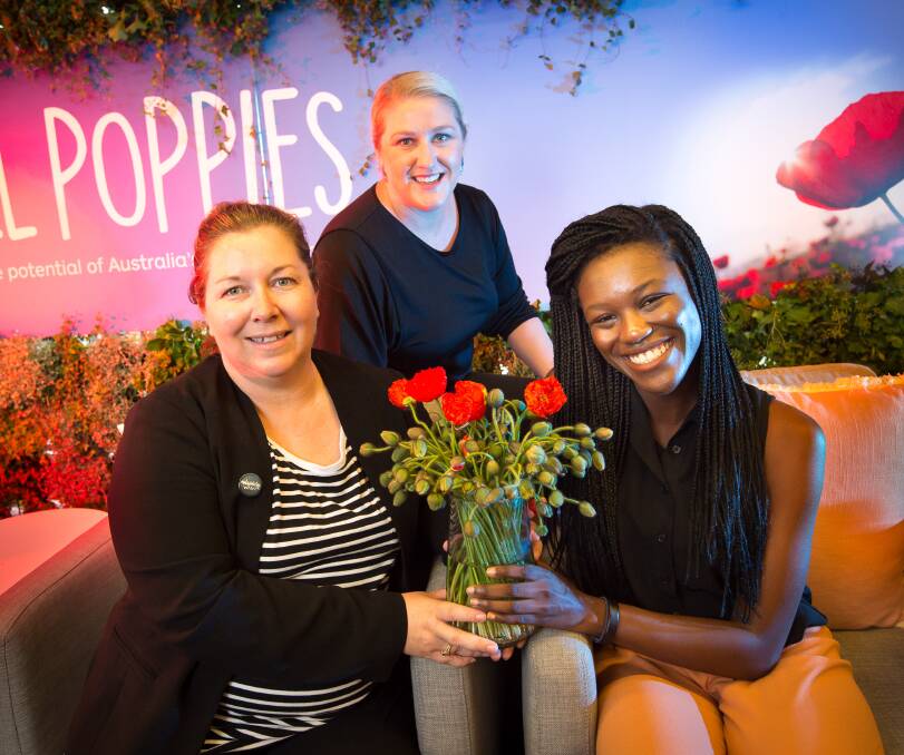 Pioneers: Founder of 365 cups Simone Eyles, Belinda Allitt from Australia Post and M-Time founder Sarah Agboola. Picture: Peter Casamento.

