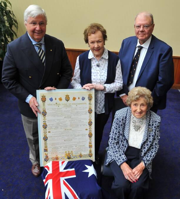 CROWNING MOMENTS: Australians for Constitutional Monarchy members. From left: Malcolm Hazell, Rhonda Schipp, Dr John Cohen and May Bruce. Picture: Les Smith