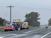 The scene of the crash on the Sturt Highway at Alfredtown on Thursday afternoon. Picture: Andrew Mangelsdorf
