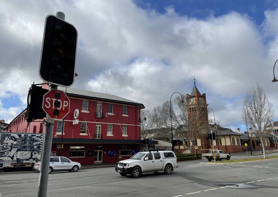 Traffic lights at the intersection of Gurwood and Fitzmaurice streets are blacked out on Monday morning. Picture: Rex Martinich