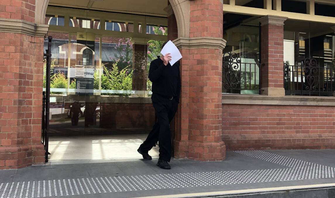 Andrew Ross Clark leaves Wagga courthouse on Wednesday morning after pleading not guilty to intentionally importing prohibited tier two goods without approval and possessing child abuse material. Picture: Andrew Pearson