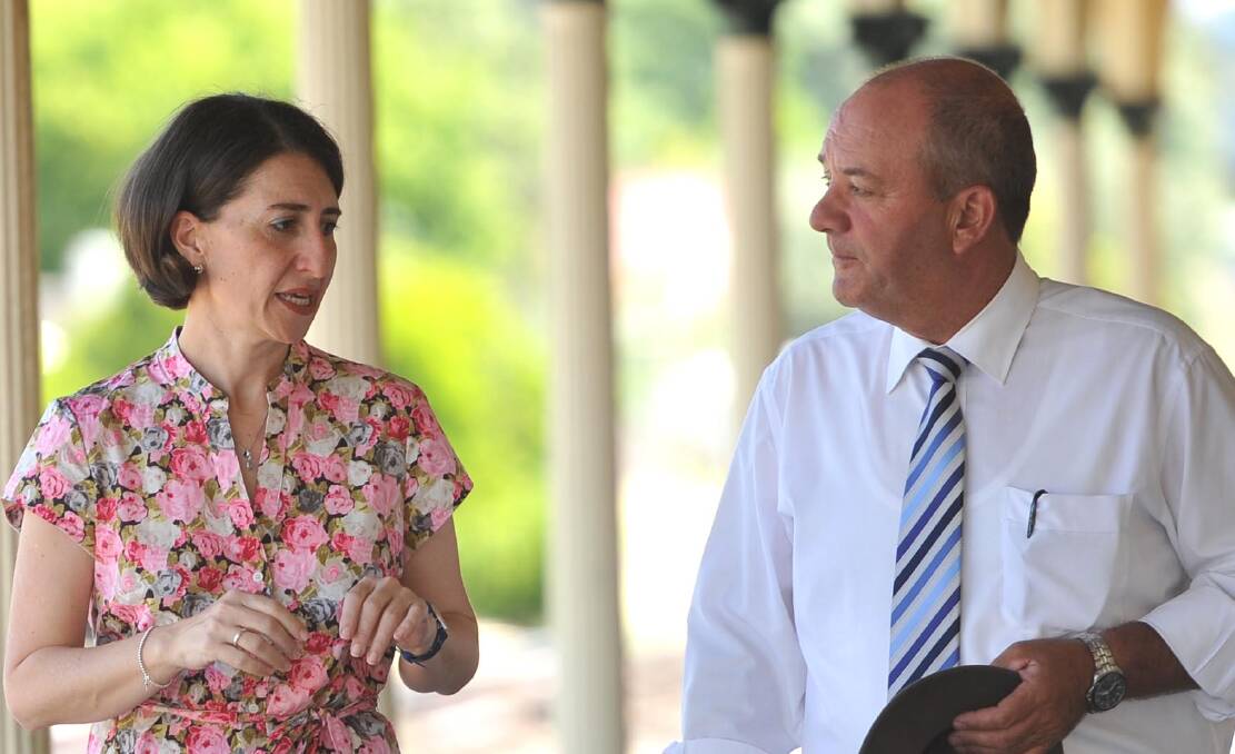 CLOSE: Then-Wagga MP Daryl Maguire and then-NSW Transport Minister Gladys Berejiklian during a 2015 visit to Wagga.