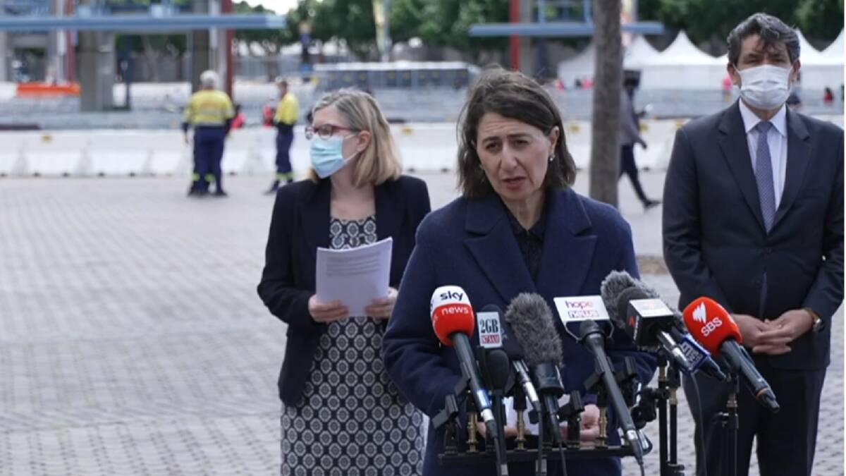NSW Premier Gladys Berejiklian addresses the media on Wednesday morning.