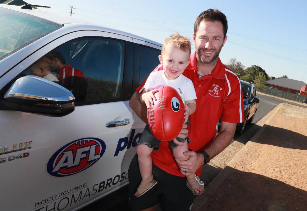 Marc Geppert, with son Hutch, announced his retirement after booting 1287 goals across 261 games.