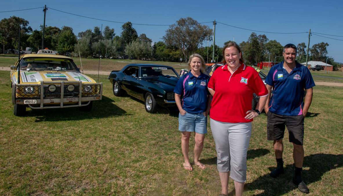Julie Pendergast, Kristy McMahon and Luke Pendergast look forward to hundreds of vehicles - and even more people - taking part in Sunday's Show N Shine at Albury Showgrounds, which will support Riverina charity Country Hope. Picture by Tara Trewhella