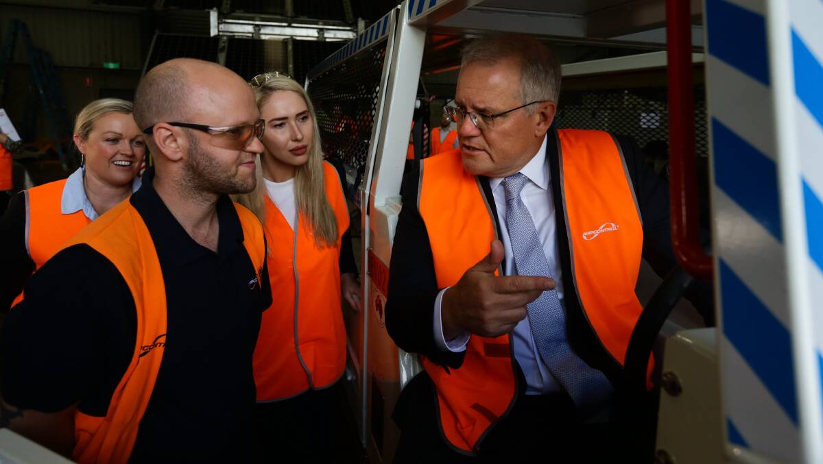 Prime Minister Scott Morrison visited Newcastle on Monday after a torrid week in Europe. Picture: Jonathan Carroll