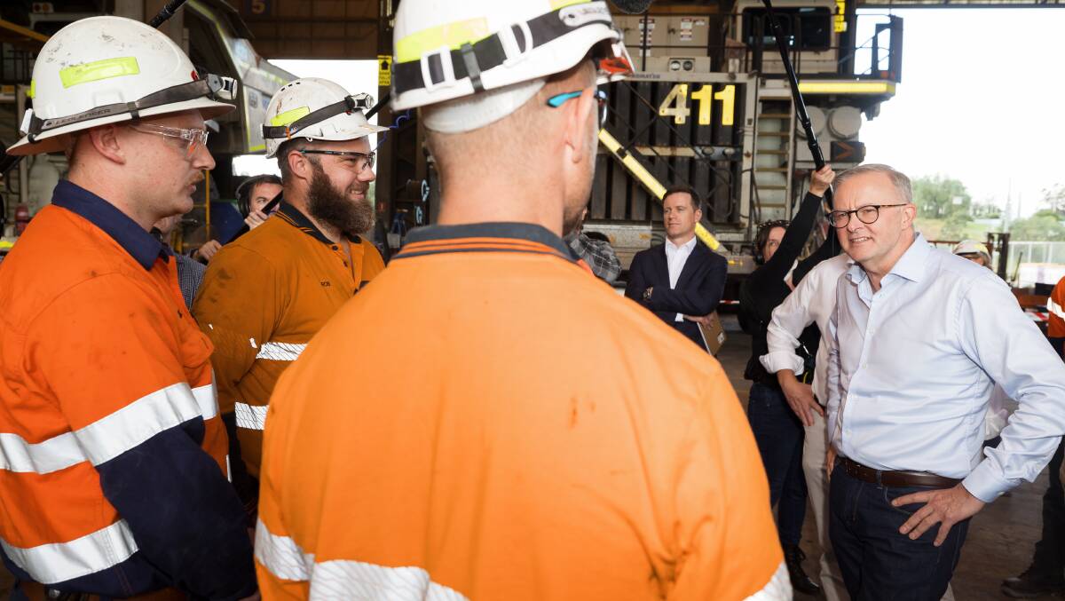 Labor leader Anthony Albanese, pictured during a visit last week to Mount Thorley Warkworth Mine, as made clear the party supports the resources sector. Picture: Sitthixay Ditthavong