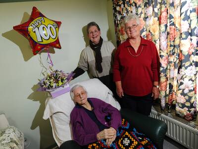 HAPPY CENTURY: Hazel Nancarrow (left) celebrates her 100th birthday with daughters Jean Collins (centre) and Judith Schirmer. Picture: Addison Hamilton
