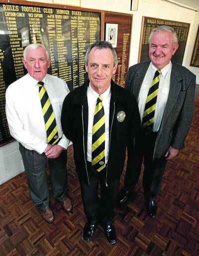 BIG NIGHT PLANNED: Current Wagga Tigers president Scott Oehm with past presidents John Bance (left) and Doug Priest (right) ahead of the club's �A Night With The Presidents� function on Saturday. Picture: Les Smith