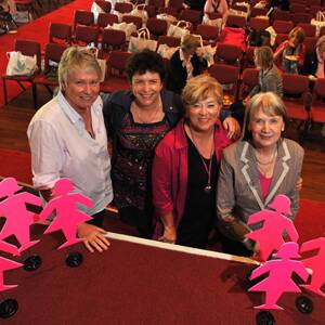 EMPOWERING WOMEN: (From left) Australian track and field legend Raelene Boyle, medical oncologist Fran Boyle, Breast Cancer Network Australia Lyn Swinburne and Dr Stephanie Dowrick.