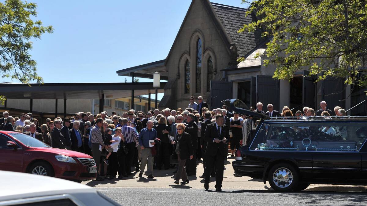 Bev Balding is farewelled at St John's Anglican Church earlier in the week. Picture: Michael Frogley