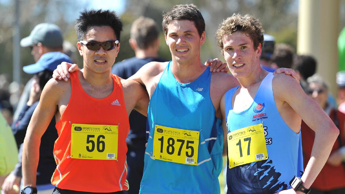 Matthew Ho (second), James Davy (first) and Caleb Noble (third). Picture: Oscar Colman