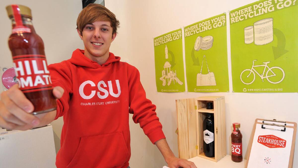 Luke Wilson at the graphic design students graduate exhibition at the CSU H R Gallop Gallery. Picture: Michael Frogley