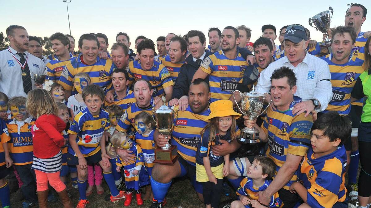 Albury celebrates its SIRU premiership victory over the Waratahs at Conolly Rugby Complex.