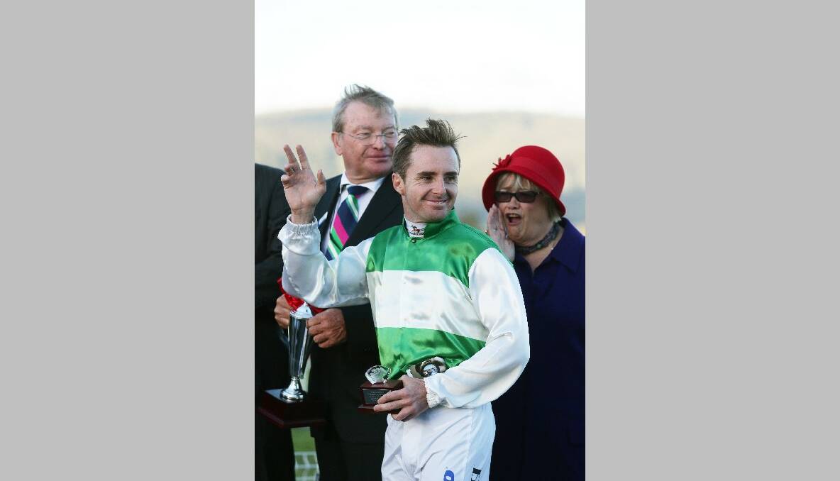 Christian acknowledging fans after receiving his trophy for the race win on Speediness. Photo: Peter Stoop