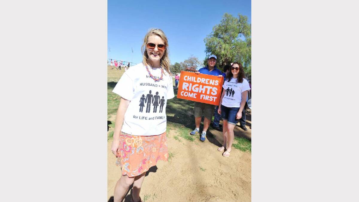 Julie McCormack, John McLaurin and Adriana Lions at the True Marriage Day march. Picture: Alastair Brook