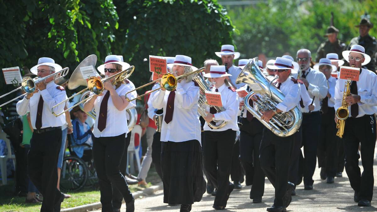 The Riverina Concert Band leads the march. Picture: Addison Hamilton