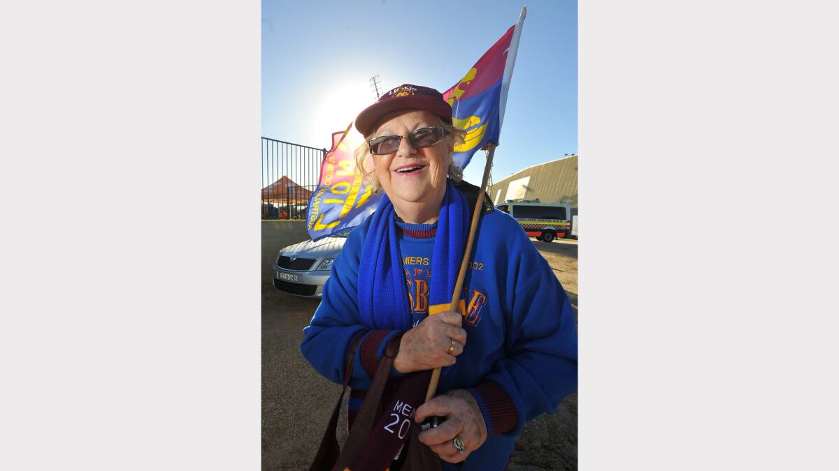 GWS v Brisbane at Robertson Oval -  Lions supporter Helen Rodgers of Leeton. Picture: Addison Hamilton