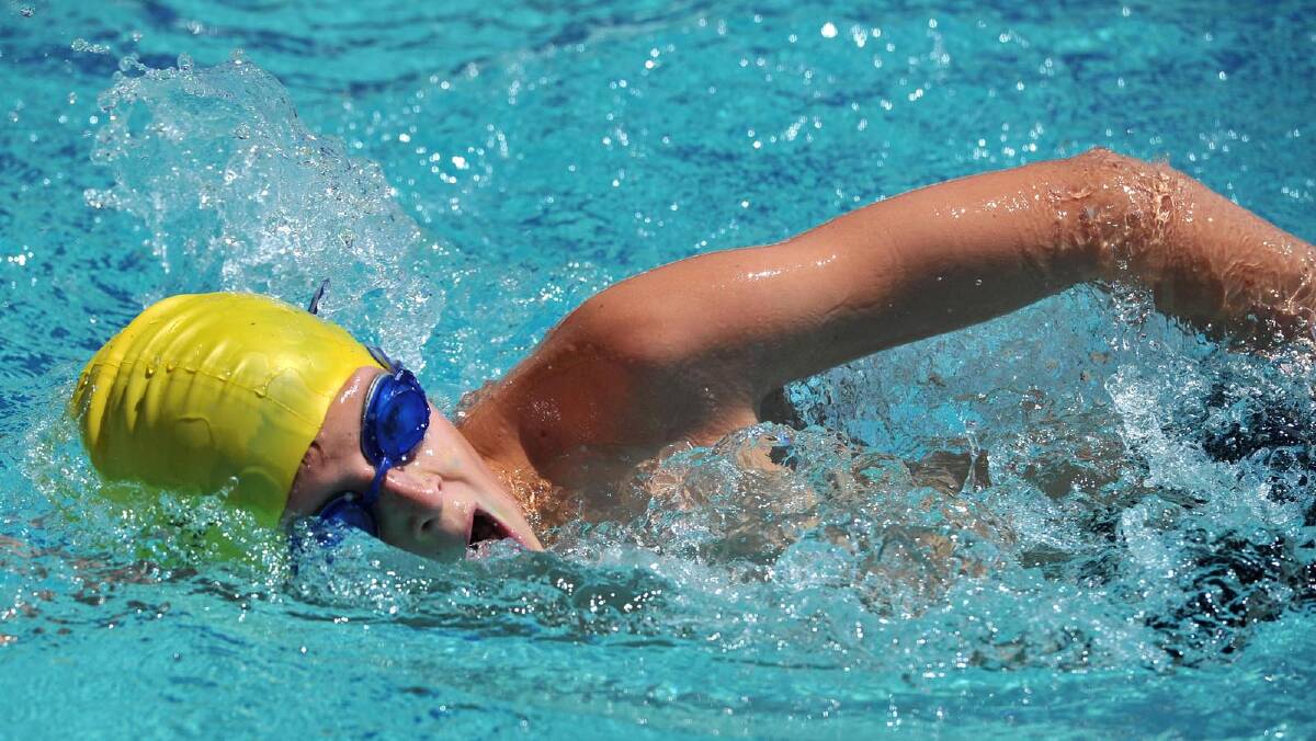 Cameron Linsell, 12, in the Kildare Catholic College swimming carnival. Picture: Michael Frogley 