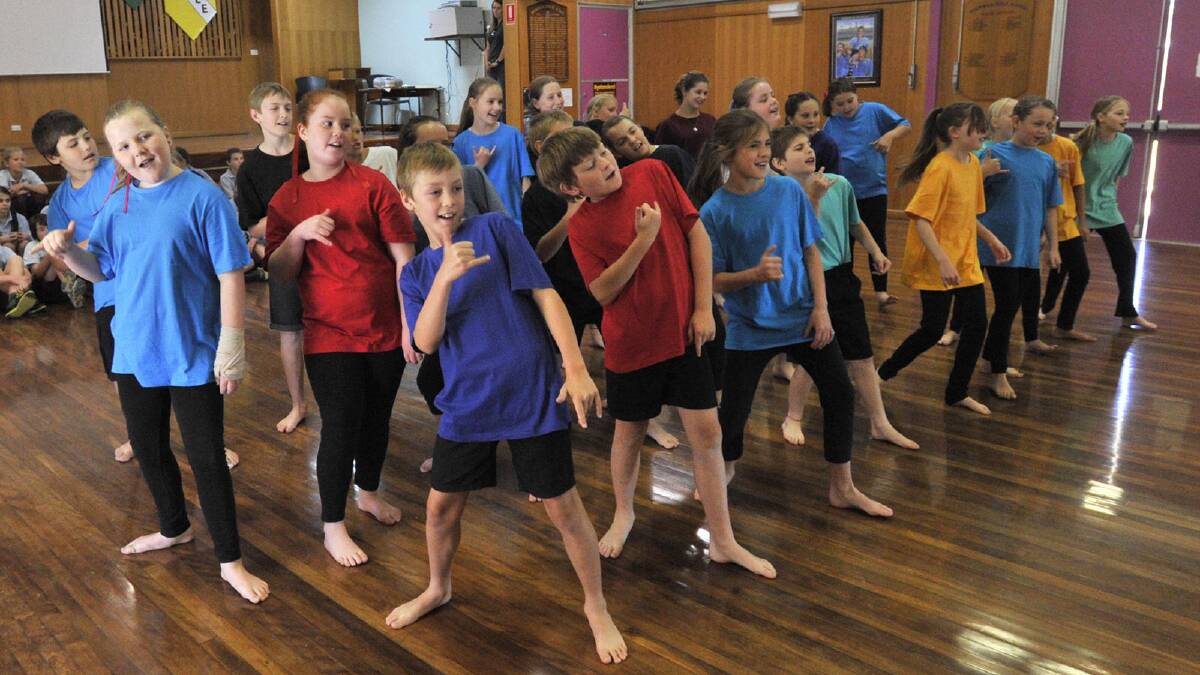 Students dancing as part of the Climate Clever Energy Savers Program at Kooringal Public School. Picture: Les Smith
