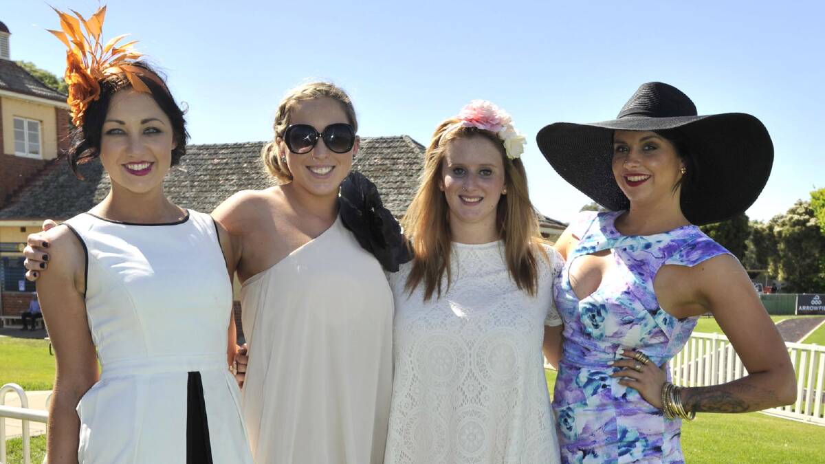 At the MTC Melbourne Cup race day are Samantha Brunskill, Laura Strano, Chelsea Robbins and Simonette Cox. Picture: Les Smith