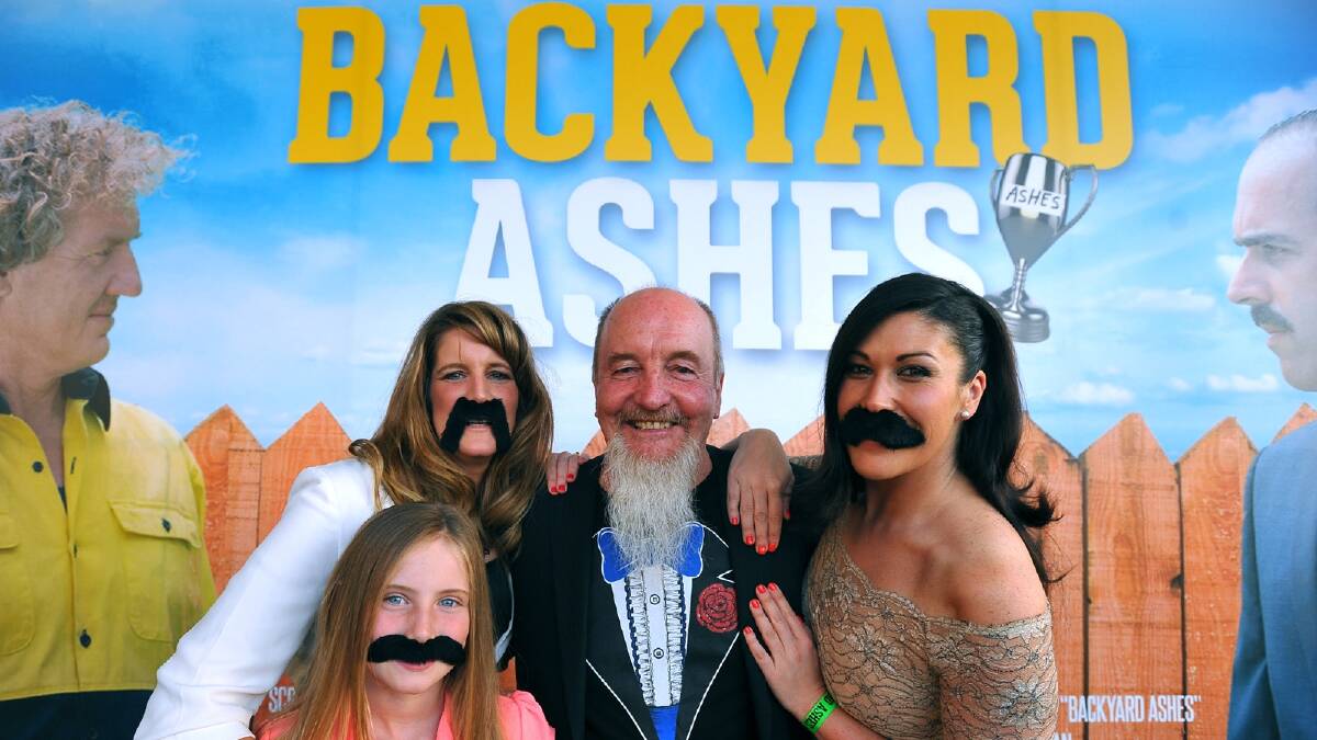 Backyard Ashes world premiere - Milla Daly, 9, Kylie Daly, writer/producer Peter Cox and Catherine Alcorn. Picture: Addison Hamilton