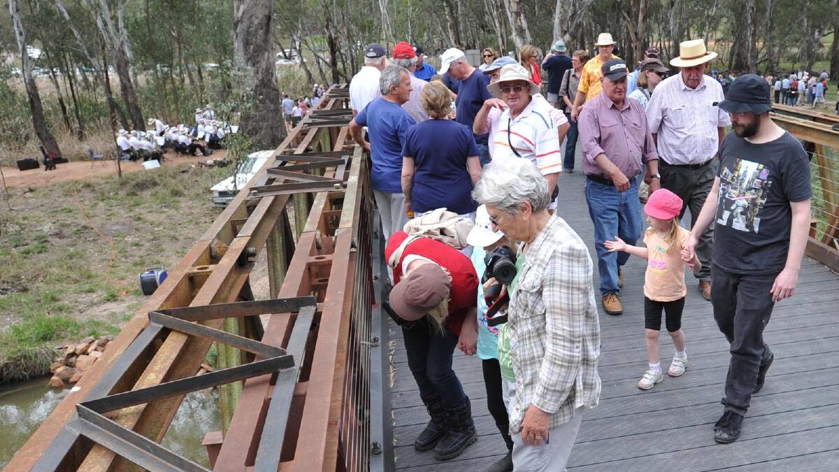 The official opening of the Rocky Waterholes Bridge as part of Narrandera's sesquicentenary celebrations. Picture: Les Smith